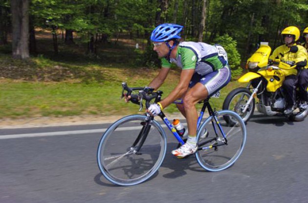 Alejandro Acton broke from the field early and was first across the first sprint line of the day.