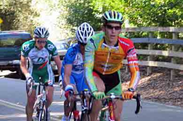 Jacques-Maynes, Creed, and Kaggestad working hard. Photo copyright Roadcycling.com.
