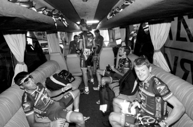 Inside the Postal bus. Photo copyright Graham Watson.