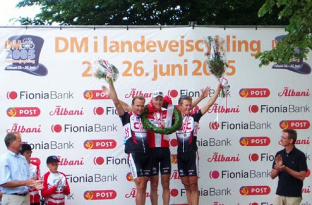 Denmark - Top 3 on the podium in Odense. Photo copyright Roadcycling.com.