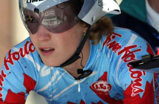 Canada's Genevieve Jeanson was declared "unfit" to ride in Saturday's race after a random blood screening test. Photo copyright Paul Sampara Photography.