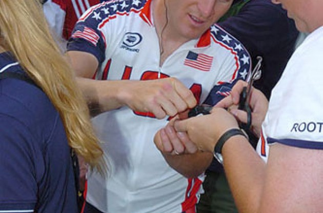Leipheimer was in demand at the Olympic Games in Athens, Greece. Photo copyright Rob Jones.