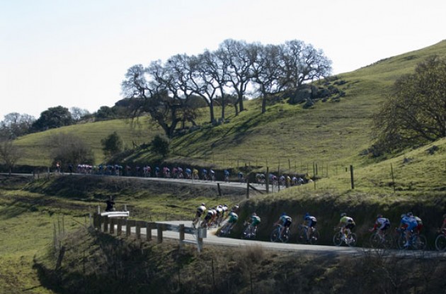 Riders pass through the beautiful Californian landscape. Photo copyright Roadcycling.com.