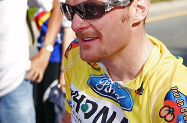 Floyd Landis looking tired but satisfied. Photo copyright Ben Ross/Roadcycling.com/<A HREF="http://www.benrossphotography.com" TARGET=_BLANK>www.benrossphotography.com</A>.