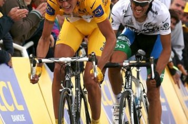 Michael Rasmussen. closely followed by Alberto Contador. Photo by Ben Ross / Ben Ross Photography.