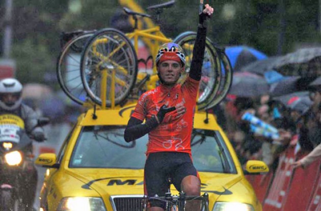Sanchez takes the win. Photo copyright Roadcycling.com.