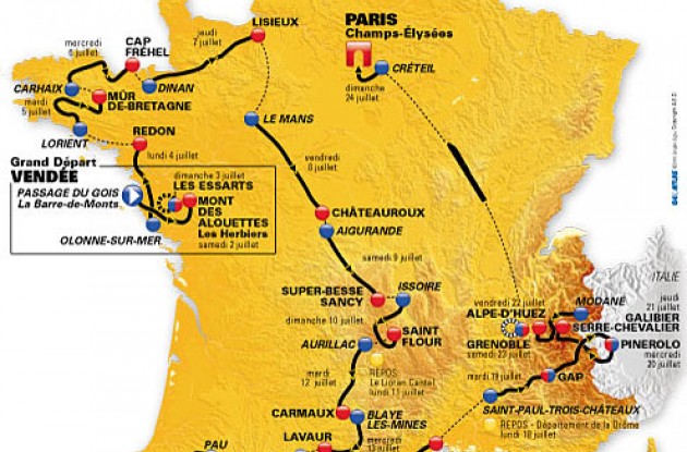 The 2011 Tour de France route will perfectly suit climbers such as Andy Schleck and Alberto Contador although it remains unclear whether the three-time champion will be allowed to take part.