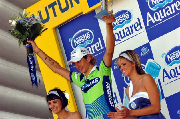 Pozzato on the podium in France.