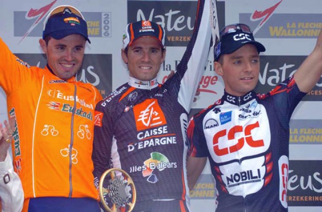 Top 3: Valverde, Sanchez and Kroon. Photo copyright Fotoreporter Sirotti.