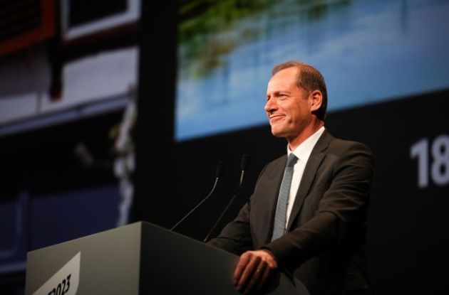 Christian Prudhomme during his presentation at the event in Paris