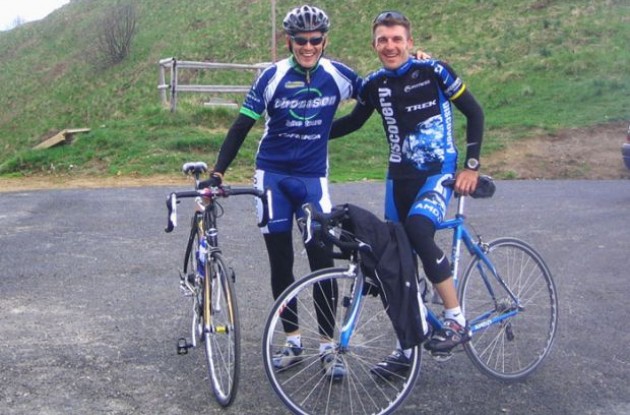 Peter Thomson and Yaroslav Popovych (now with Team RadioShack) coinciding on their 2007 reconnaissance of the Zoncolan for the Giro dâItalia â both agreeing that triple or compact crankset (34 x 28) is a necessity in northern Italy!