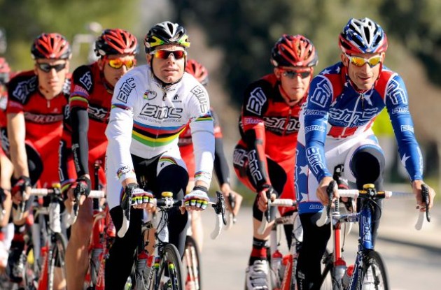 Team BMC Racing is ready to support World Champion Cadel Evans in the Giro d'Italia 2010. Photo copyright Tim de Waele.