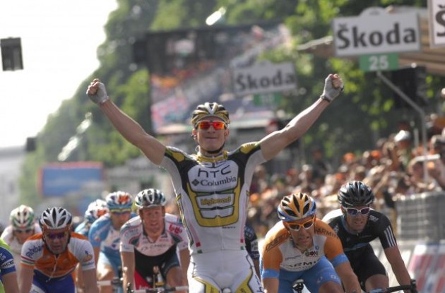 German sprinter Andre Greipel finally sealed a stage win on Thursday after a so-far frustrating Giro d'Italia 2010. Photo copyright Fotoreporter Sirotti.