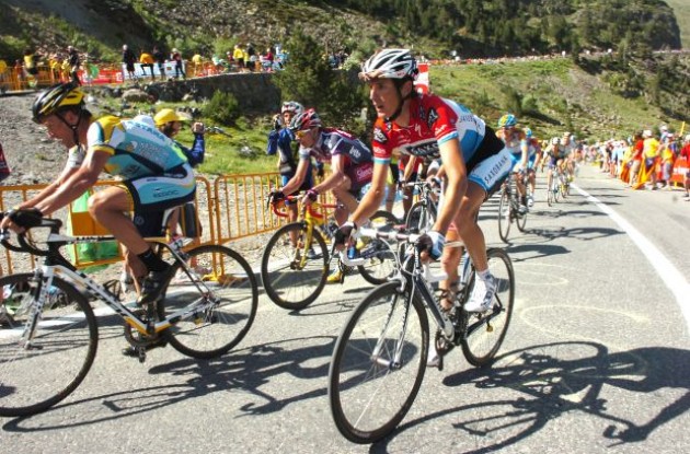 Lance Armstrong, Cadel Evans and Andy Schleck. Photo copyright Fotoreporter Sirotti.
