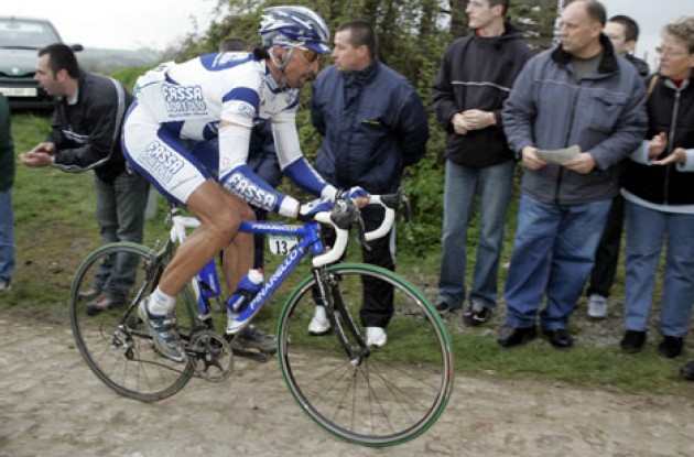 Tough Baldato on his way to Roubaix. Photo copyright Roadcycling.com.