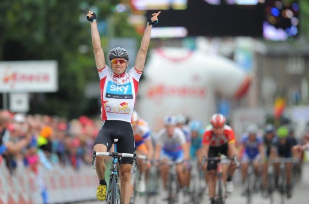 Edvald Boasson Hagen wins stage 7 of the Giro d'Italia 2009. Photo copyright Fotoreporter Sirotti.
