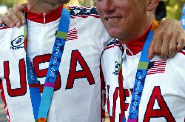 Bobby Julich and Tyler Hamilton at the 2004 Olympics.