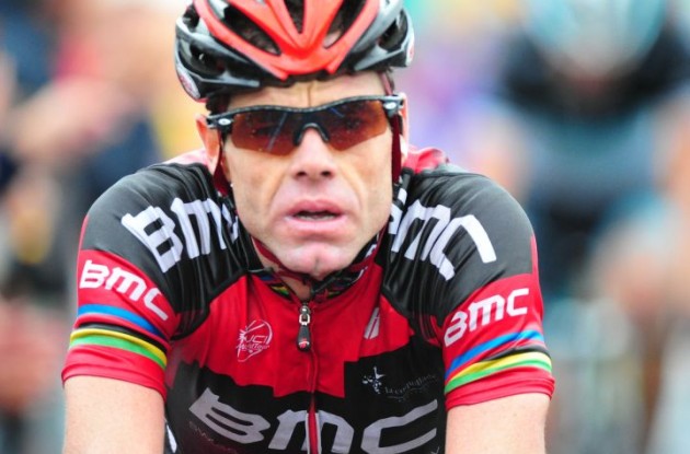 Cadel Evans attacked on the final climb. A great race animator. Photo Fotoreporter Sirotti.