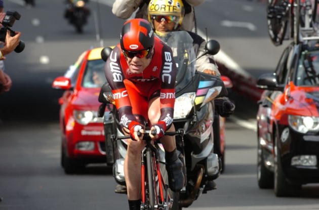 Team BMC Racing's Cadel Evans did not finish in the top 10 today. Photo Fotoreporter Sirotti.