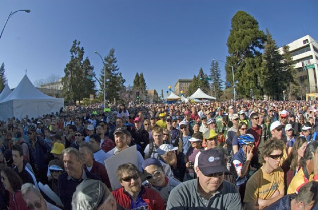 Leipheimer: "I got reports last night that they were expecting 50,000 people today and [thought] well, that's maybe a little bit much.  But I think you saw today that was at least as many people out there. I'm overwhelmed and very grateful." Photo copyright Roadcycling.com.