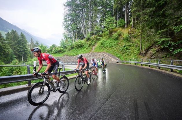 Cyclists climbing in stage 3 of Tour de Suisse 2023