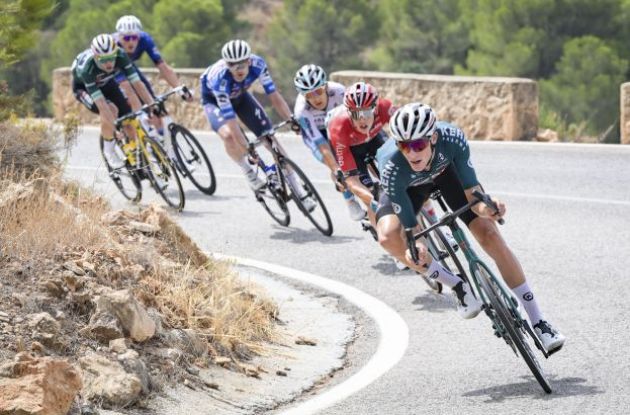 Cyclists in the long breakaway