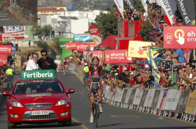 David Lopez Garcia wins stage 9 of the 2010 Vuelta a Espana. Photo copyright Fotoreporter Sirotti.