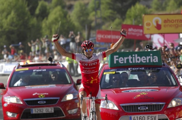 David Moncoutie (Team Cofidis) wins stage 8 of the 2010 Vuelta a Espana. Photo copyright Fotoreporter Sirotti.