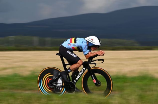 Remco Evenepoel riding his Specialized time trial bike
