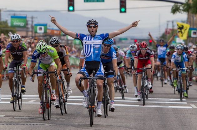 Jake Keough powers to stage victory. Photo copyright Jonathan Devich epicimages.us