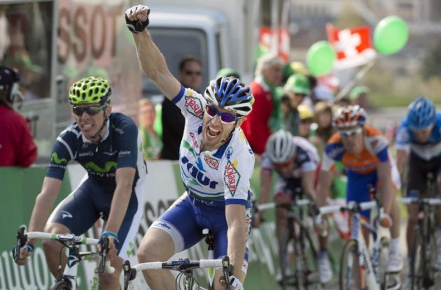 Jonathan Hivert wins stage 2 of the 2012 Tour of Romandy.