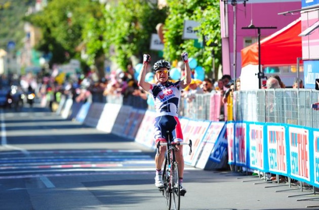 Team Lotto-Belisol's Lars Bak (Denmark) soloes to stage 12 victory in 2012 Giro d'Italia. Photo Fotoreporter Sirotti.
