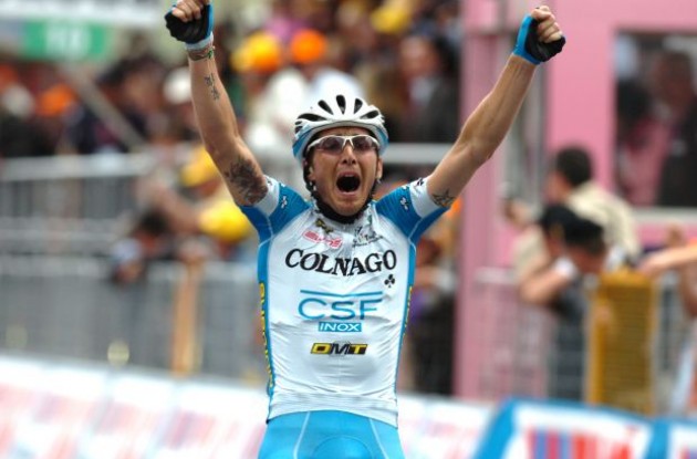 Team Colnago's Manuel Belletti wins Stage 13 of the Giro d'Italia 2010. Photo copyright Fotoreporter Sirotti.