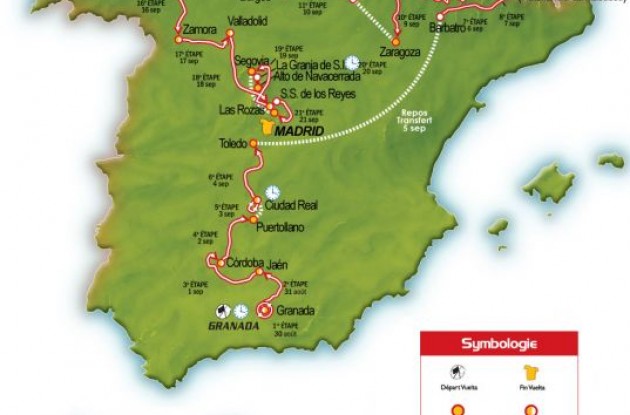 2008 La Vuelta a Espana map / 2008 Tour of Spain map and route.
