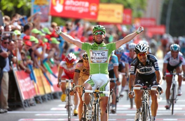 Mark Cavendish strikes again winning stage 18 of 2010 Tour of Spain for Team HTC-Columbia. Photo copyright Fotoreporter Sirotti.
