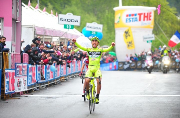 Matteo Rabottini of Team Farnese Vini - Selle Italia victorious in stage 15 of the 2012 Giro d'Italia. Photo Fotoreporter Sirotti.