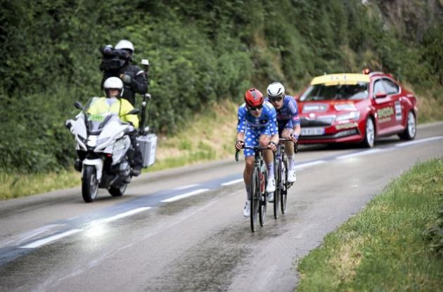 Cyclists in neutralized stage 5 of Criterium du Dauphine 2024