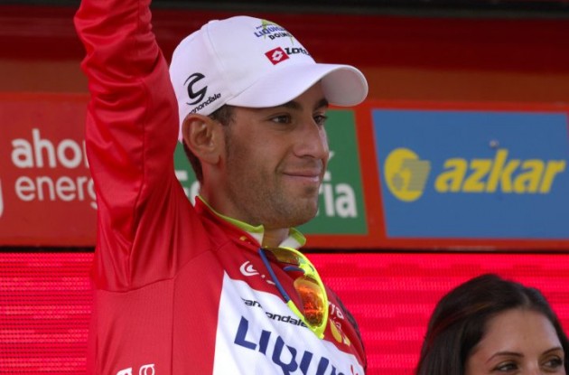 Nibali on the podium. Photo copyright Fotoreporter Sirotti
