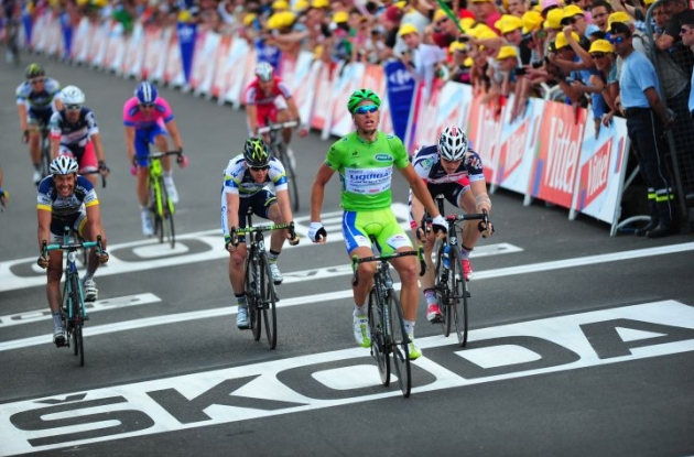 Team Liquigas-Cannondale's Peter Sagan wins stage 6 of 2012 Tour de France. Photo Fotoreporter Sirotti.