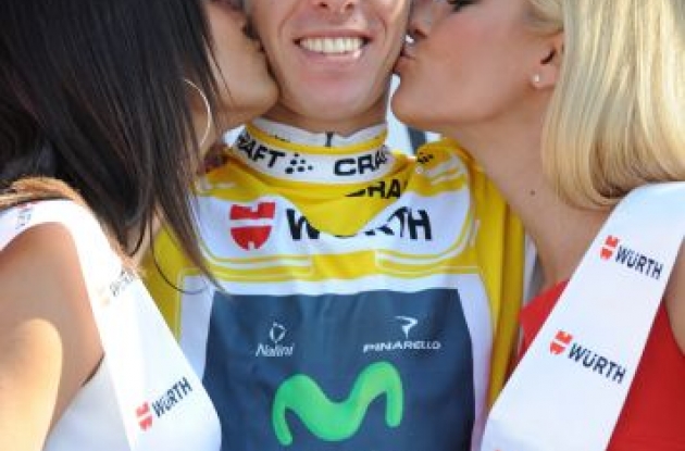 Team Movistar's Rui Da Costa maintains overall 2012 Tour de Suisse lead. Photo Fotoreporter Sirotti.