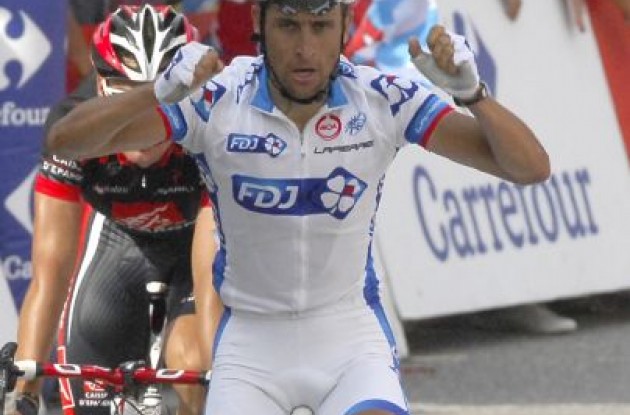 Sandy Casar wins stage 9 of the 2010 Tour de France. Photo copyright Fotoreporter Sirotti.