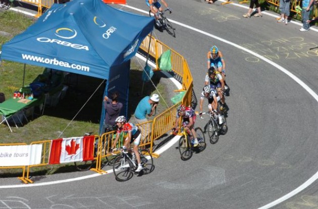 Schleck, Lance Armstrong, Evans, Wiggins and co. follow behind Contador. Photo copyright Fotoreporter Sirotti.