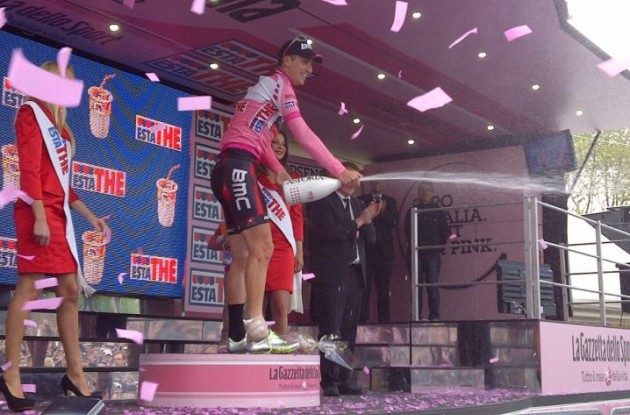 Taylor Phinney on the podium in Horsens, Denmark. Photo copyright Blandine Roquelet.