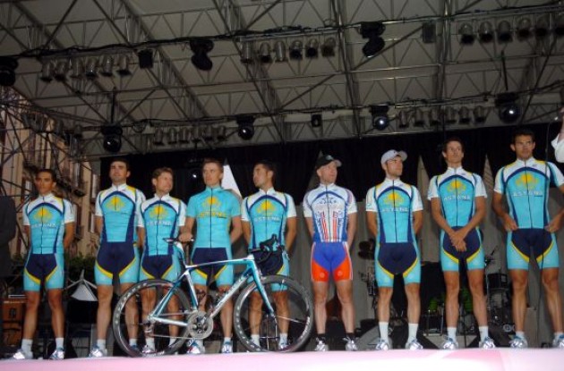 Team Astana at the team presentation event in Palermo, Italy.
