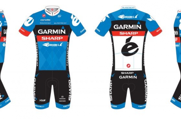 Team Garmin-Sharp kit. Jersey and bib shorts.