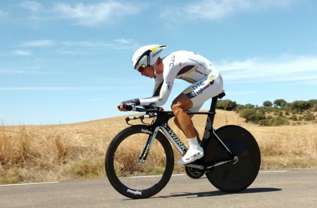 Tony Martin on his way to victory in the Tour of Spain 2011. Photo Fotoreporter Sirotti.