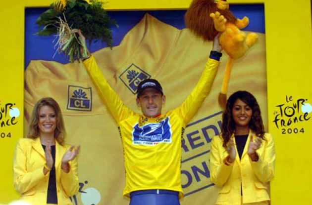 Lance Armstrong took the yellow leader's jersey after today's eventful stage. Photo copyright Fotoreporter Sirotti.