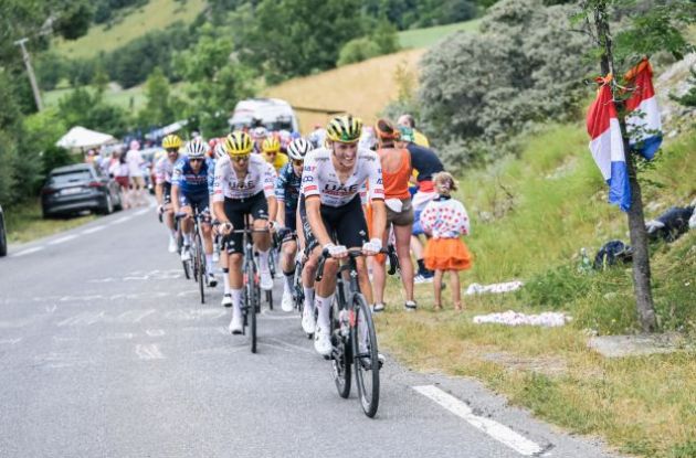 UAE Team Emirates leading the peloton