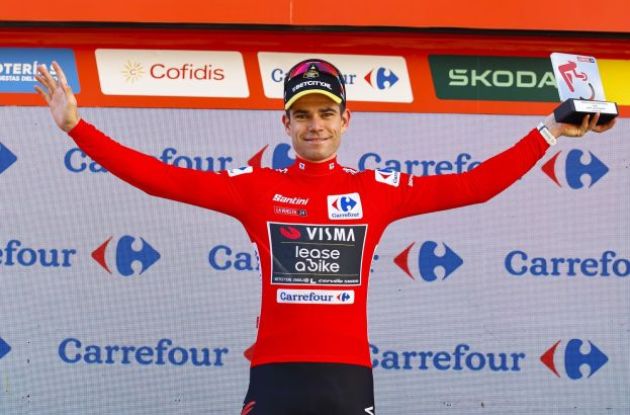 Wout van Aert on the podium at La Vuelta