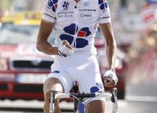 Casar enjoys his win. Photo copyright <A HREF="http://www.photoshelter.com/usr-show?U_ID=U0000yEwV90OAoAE" TARGET="_BLANK">www.BenRossPhotography.com</A>.